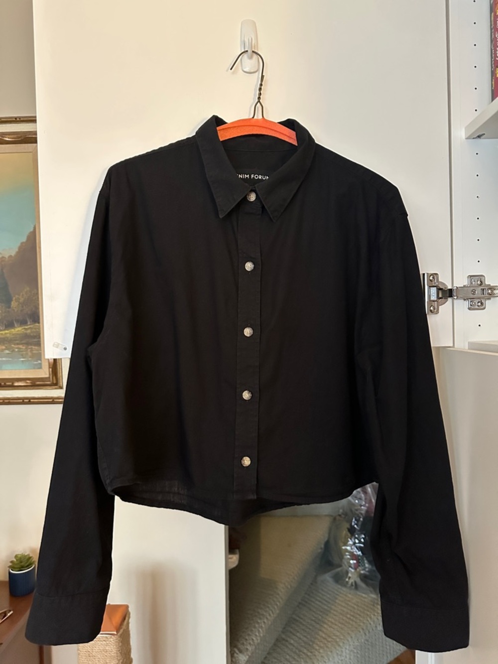 Denim Forum Black Button-Down